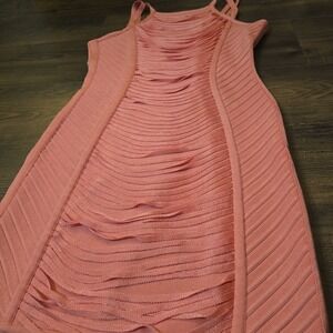 Stretta Bandage Bodycon Mini Dress M Pink Salmon Peach Party Clubwear Y2K